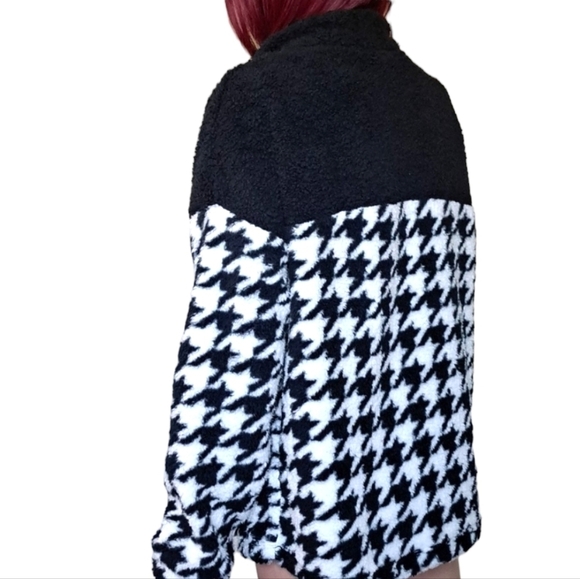 Como Blue Women's Houndstooth Half Zip Faux Jacket Size Medium NWT - Picture 2 of 13